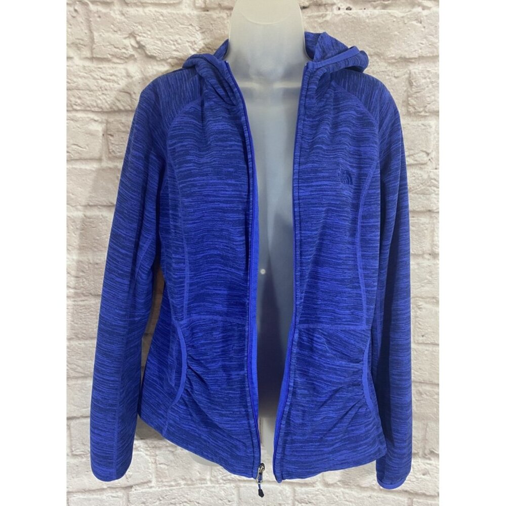 The North Face Fleece Jacket Womens Large Cobalt Zipper Hood Pockets
